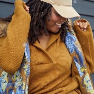Aerie Cozyup Oversized Waffle Knit Sweater Hoodie
